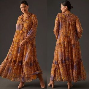 NWT Anthropologie Petite The Marais Printed Chiffon Maxi Dress Floral